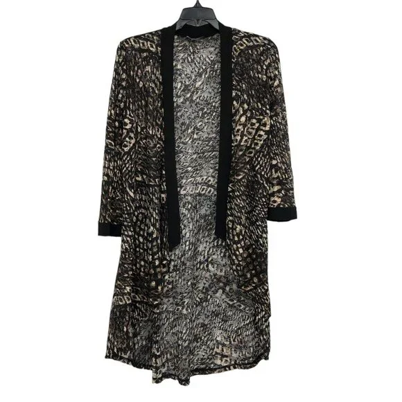 Initiatives Brown Abstract Patterned Robe Cardigan size M - Picture 1 of 15